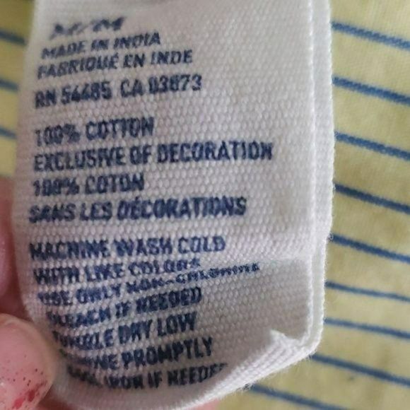 American Eagle Athletic Yellow Blue Striped Button Down Long Sleeve Shirt Size M - Picture 7 of 8